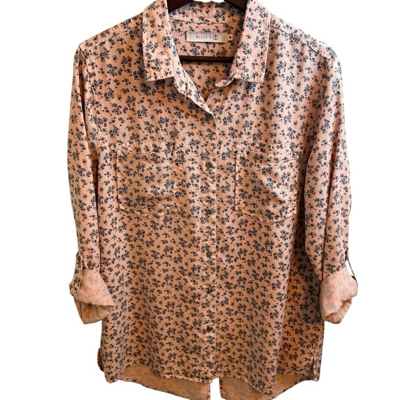 Billy T Pink Calico Print Western Style Button Down Shirt with Classic Collar - Picture 1 of 10